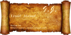 Izsóf József névjegykártya